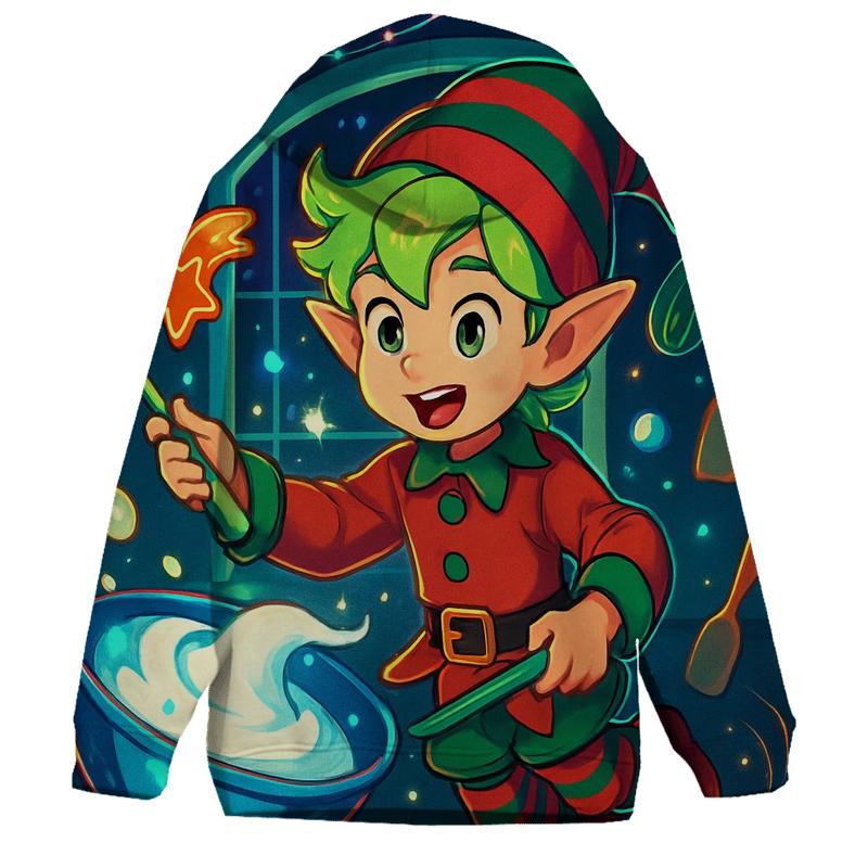Elf Baking Comet Cookies In Zero Gravity premium hoodies