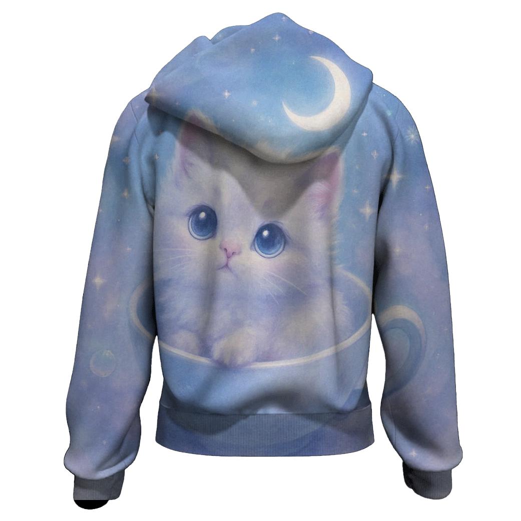 Moonlit Teacup Kitten Orbit heavyweight hoodies