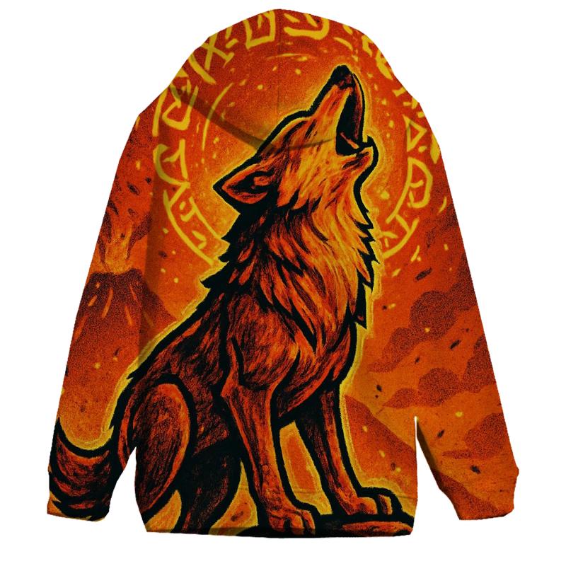 Volcanic Choir Wolf Of Ember Runes printed hoodies