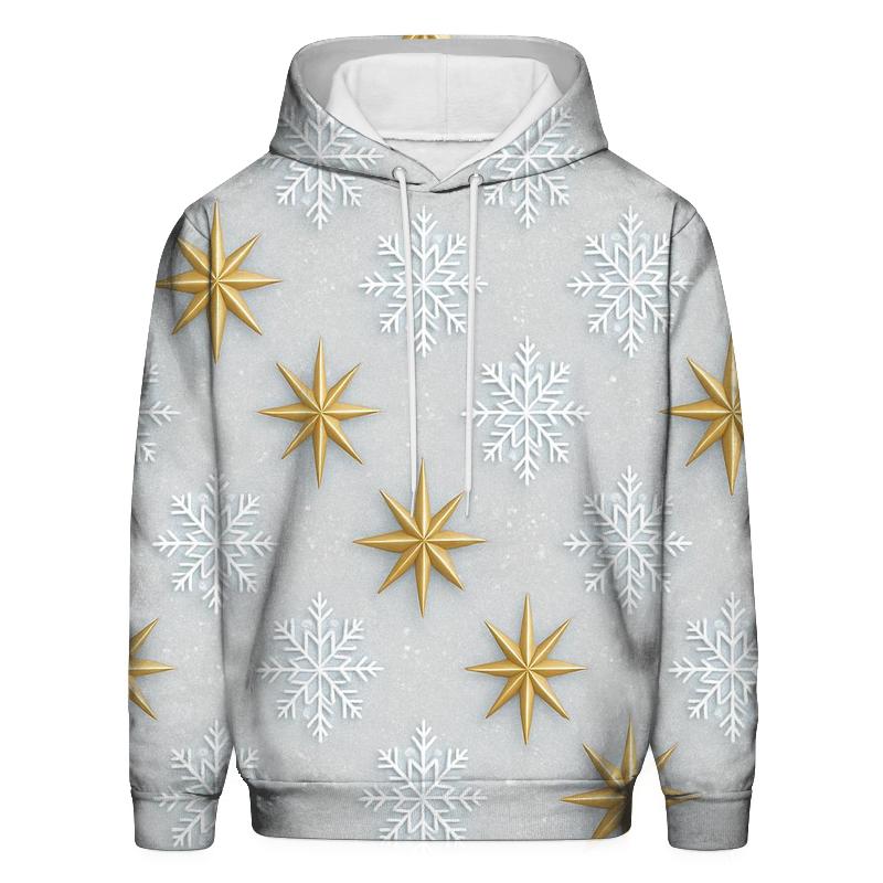 Star And Snowflake Diagonal Array On Light Gray Background hoodie styles