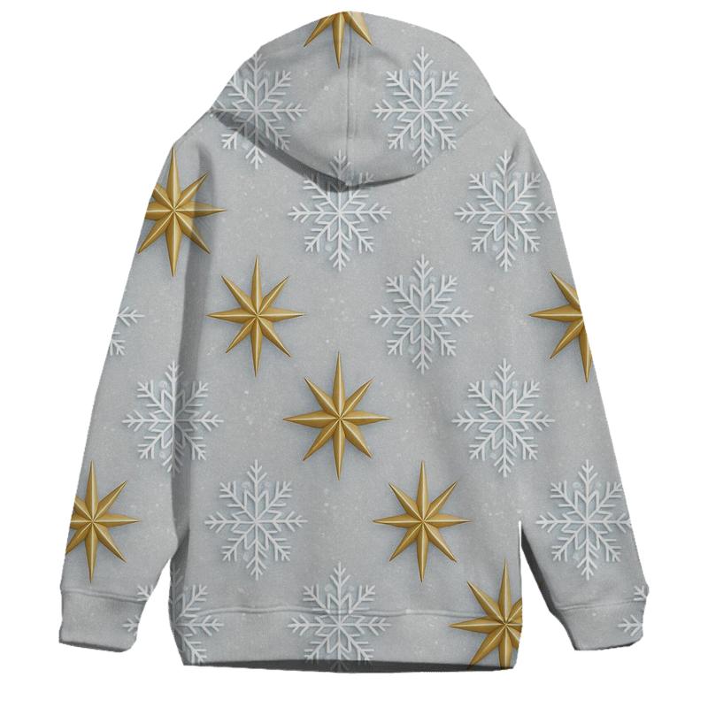 Star And Snowflake Diagonal Array On Light Gray Background hoodie styles