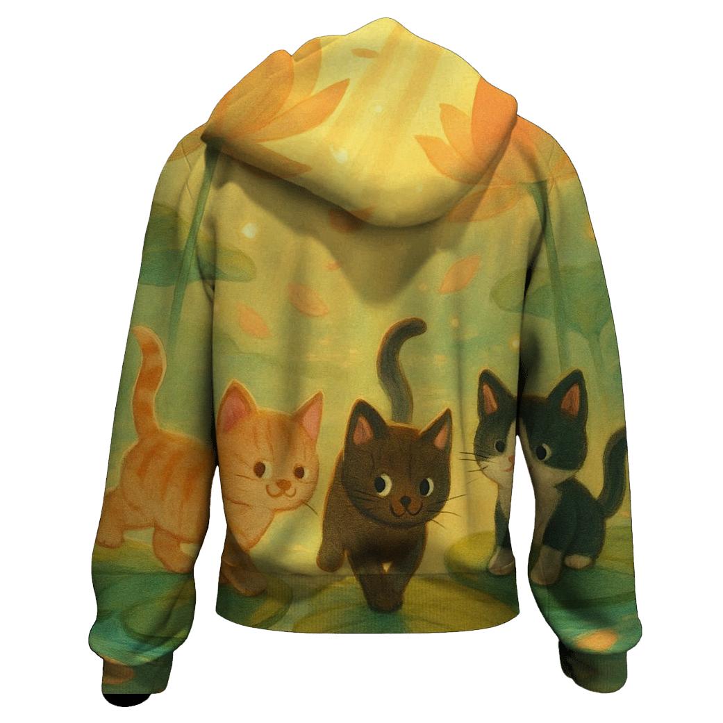 Sunrise Lily Pond Paws printed hoodies
