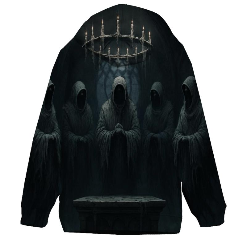 Moonlit Chapel Of The Silent Choir embroidered hoodies