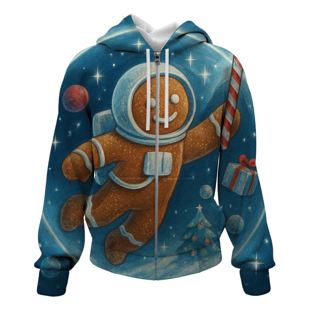 Gingerbread Astronaut Cookie Drift printed hoodies