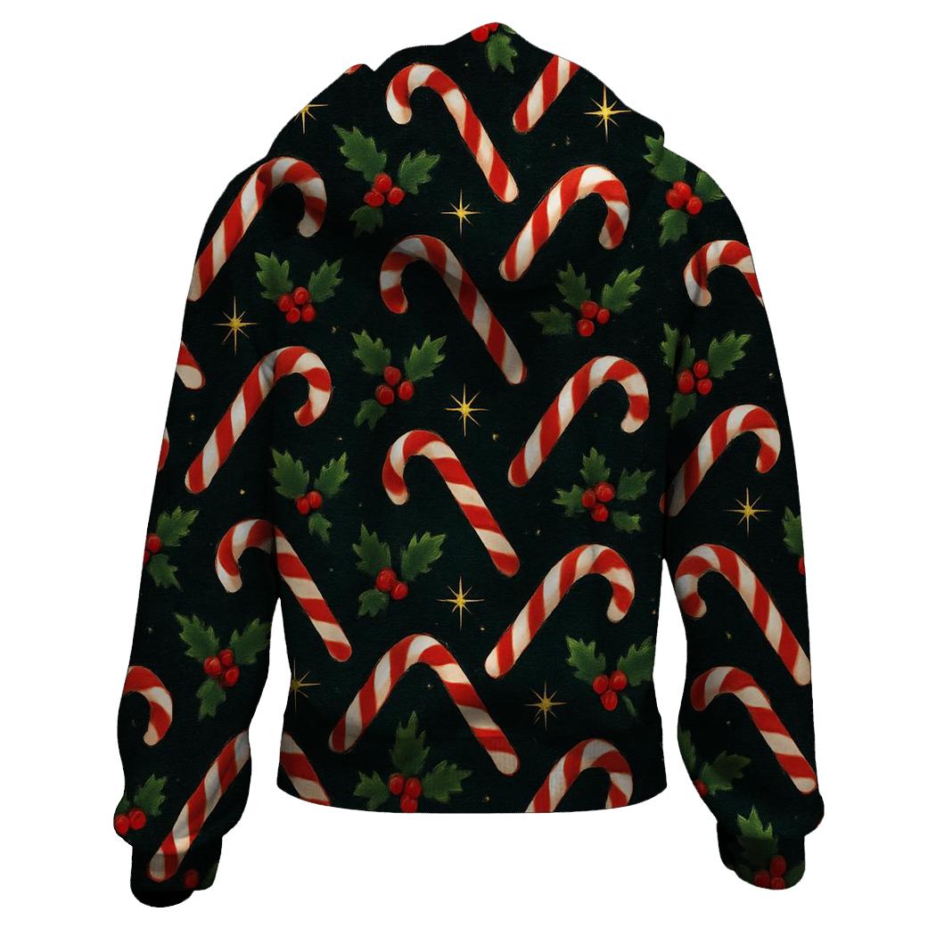 Candy Cane Aurora Chevron On Black Background designer hoodies