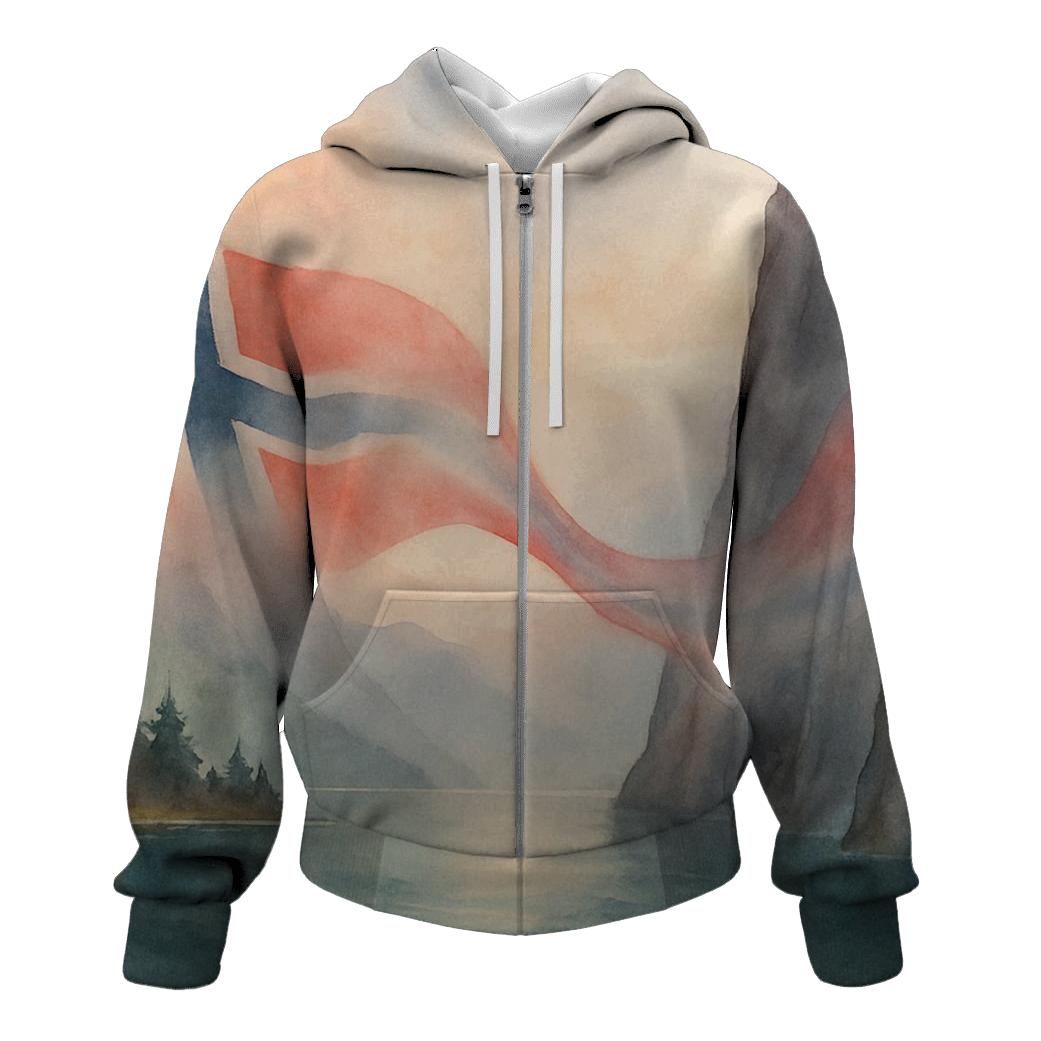 Norway Fjord Ribbon Flag printed hoodies