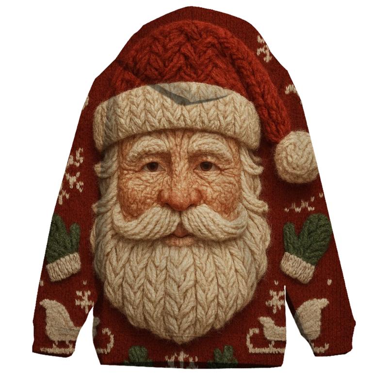 Knitted Pattern Candy Cane Santa hoodie designs