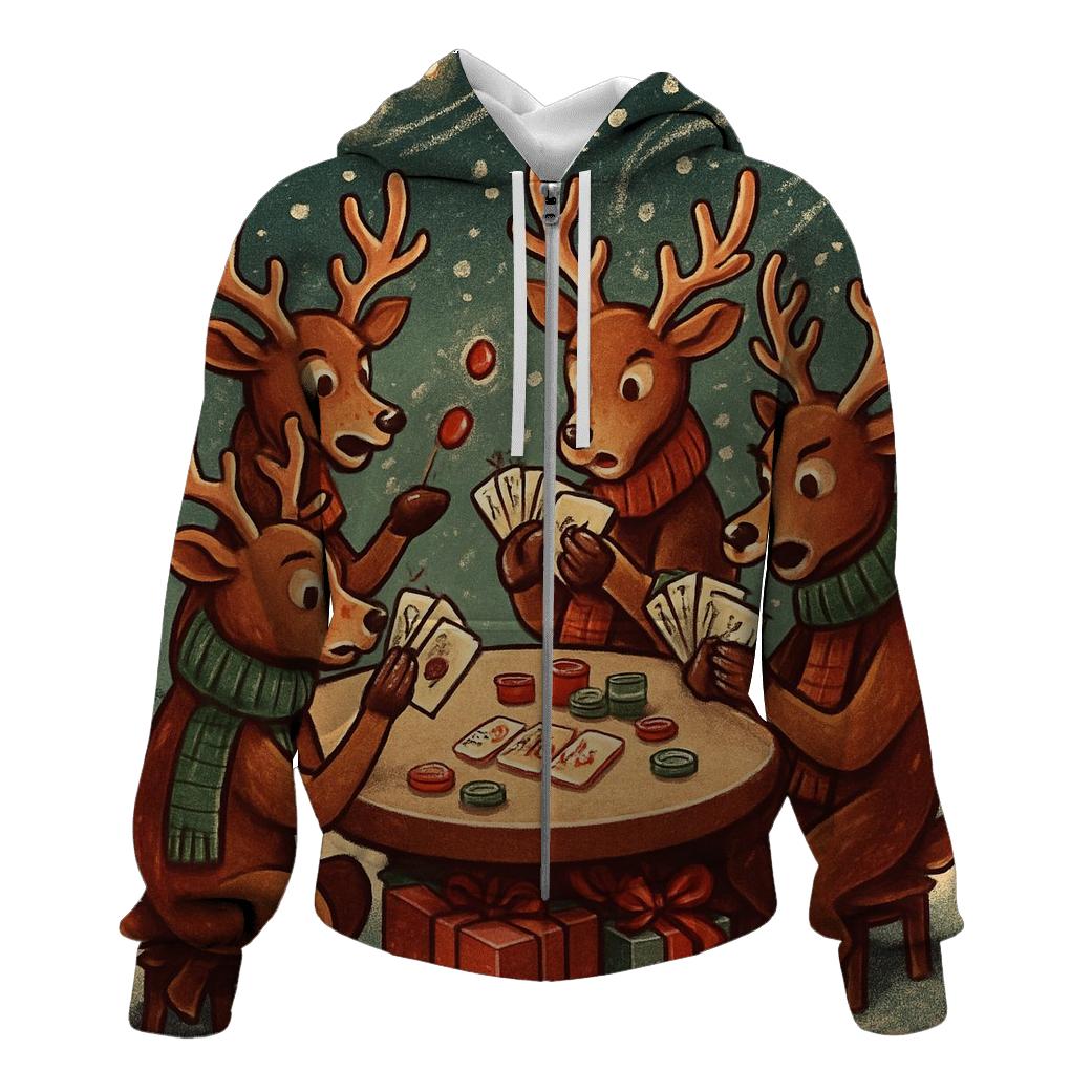 Reindeer Card Game Blizzard Table graphic hoodies
