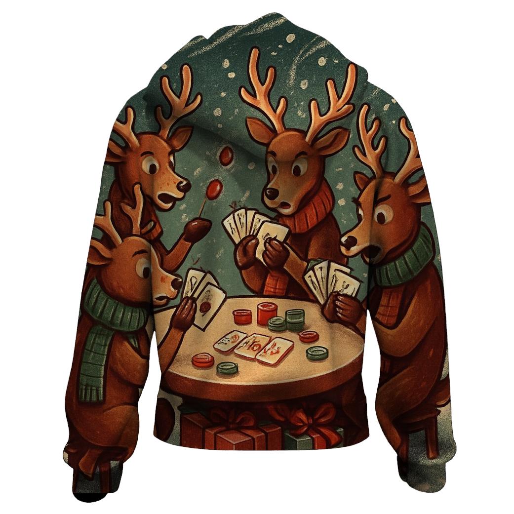 Reindeer Card Game Blizzard Table graphic hoodies