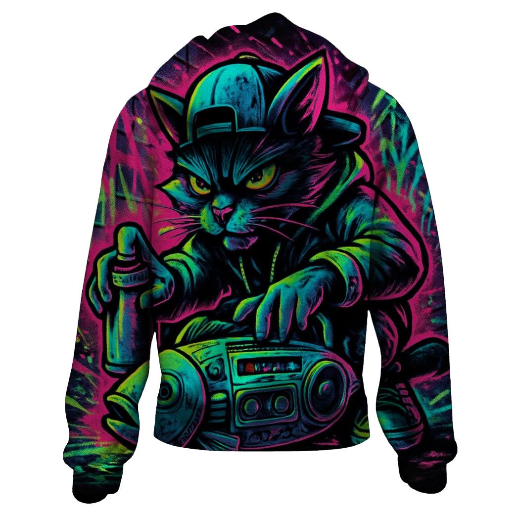 Subway Graffiti Beatbox Cat lightweight hoodies
