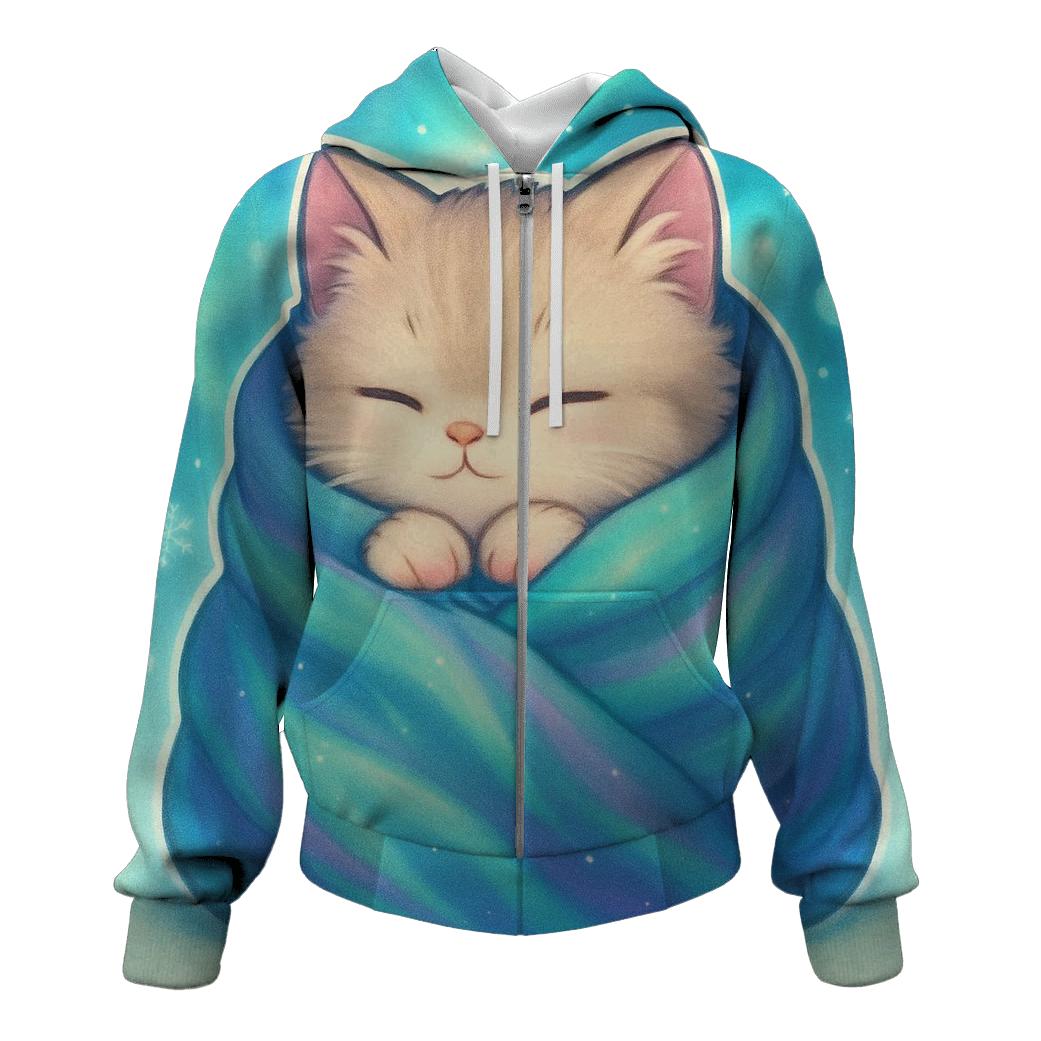 Aurora Blanket Burrito Kitty pullover hoodies