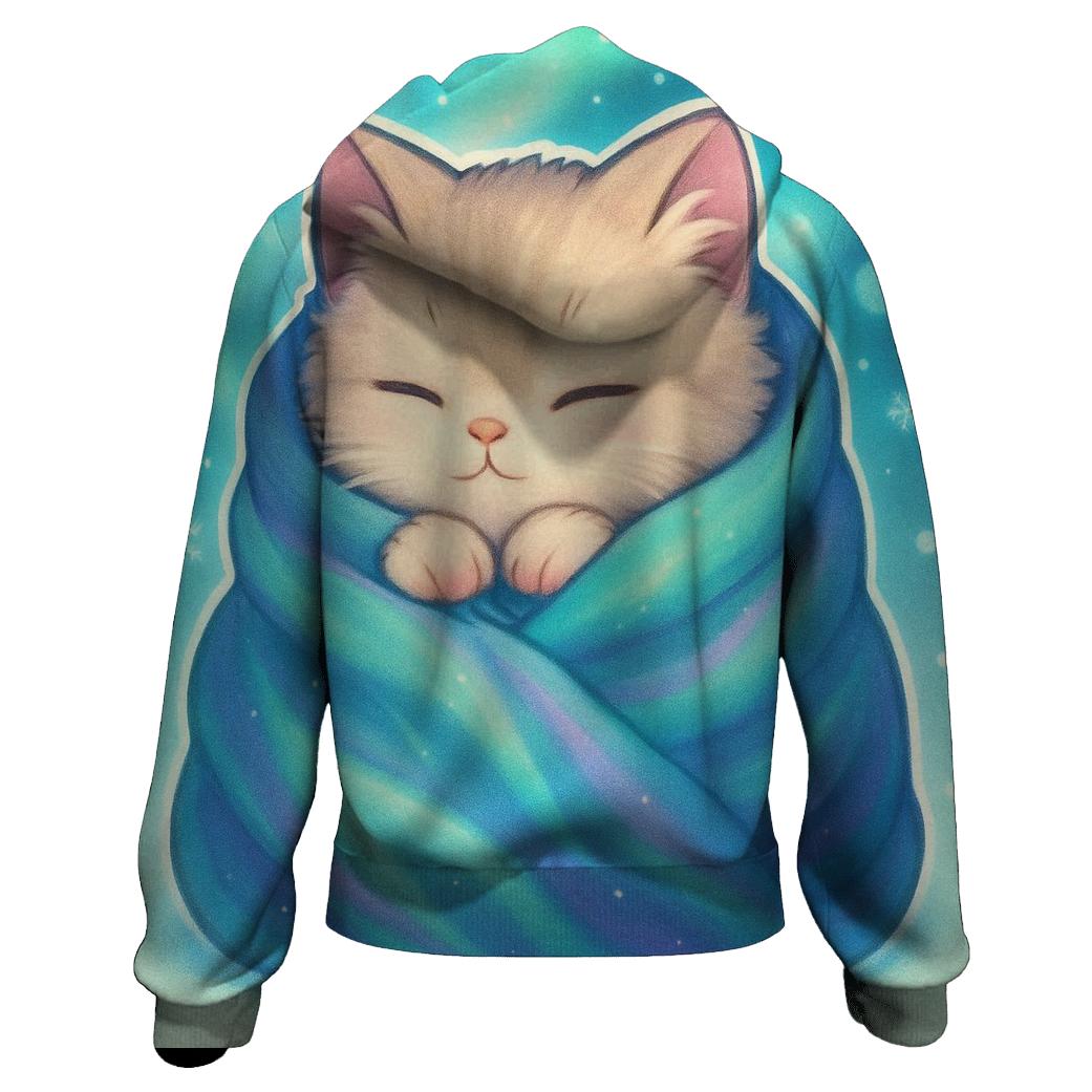 Aurora Blanket Burrito Kitty pullover hoodies