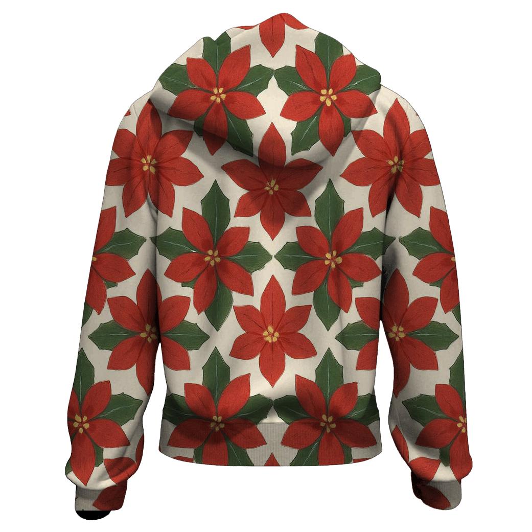Poinsettia Snowflake Rosette Tessellation On Ivory Background hoodie styles