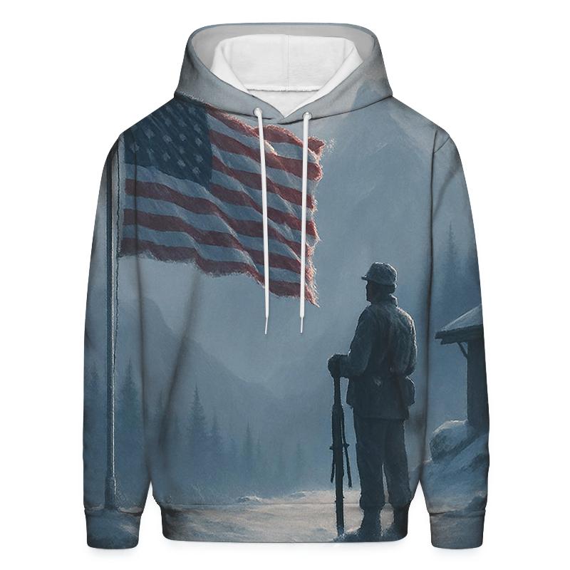 Mountain Watchpost Flag In Winter Quiet hoodie styles