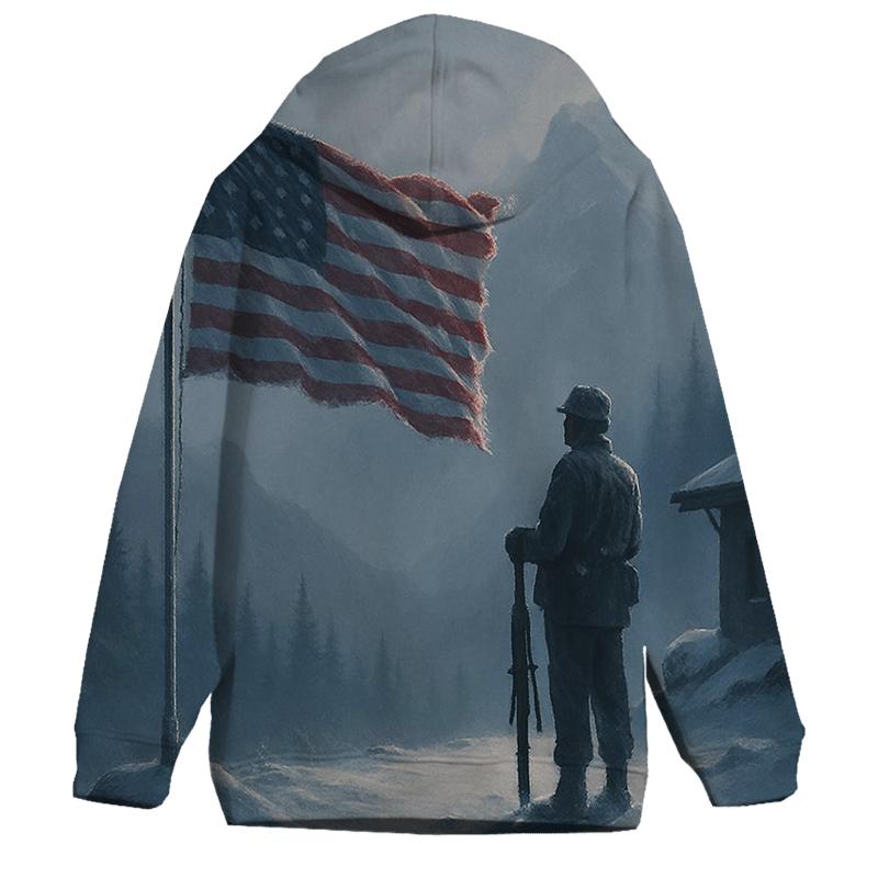 Mountain Watchpost Flag In Winter Quiet hoodie styles