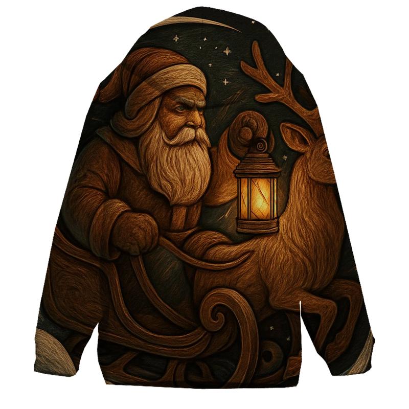 Vintage Wood Carved Santa Lantern Ride hoodie designs