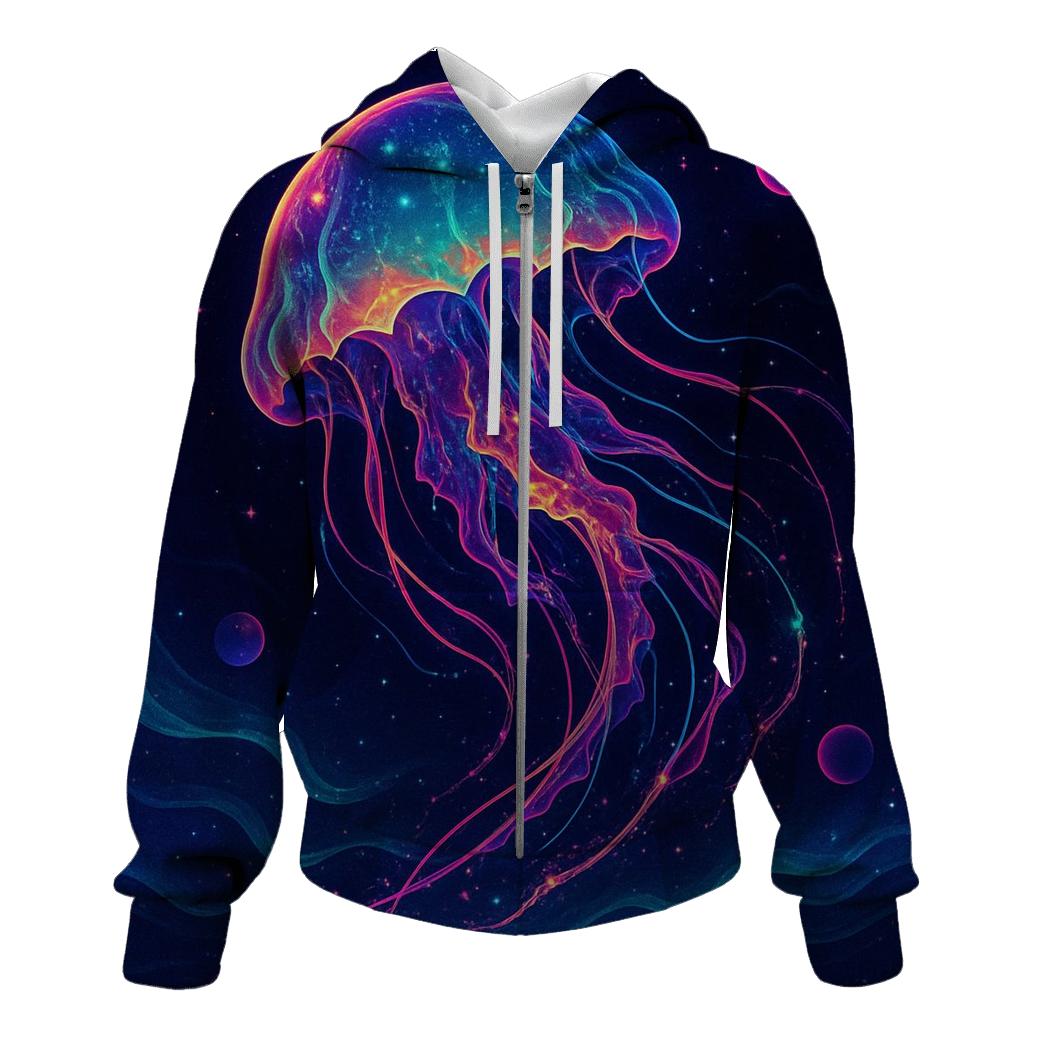Neon Tide Of The Jelly Nebula zip-up hoodies