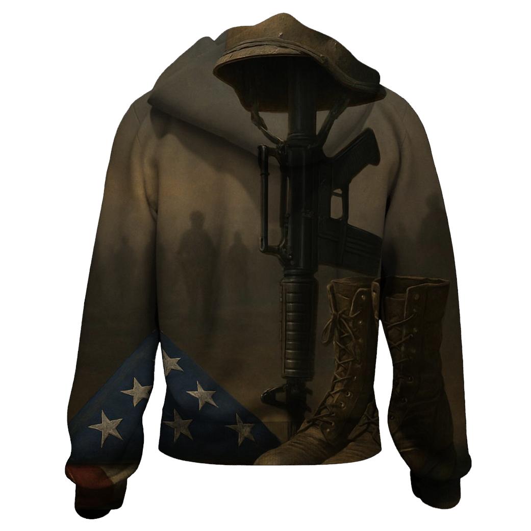 Folded Flag And Silent Rifle Tribute pullover hoodies