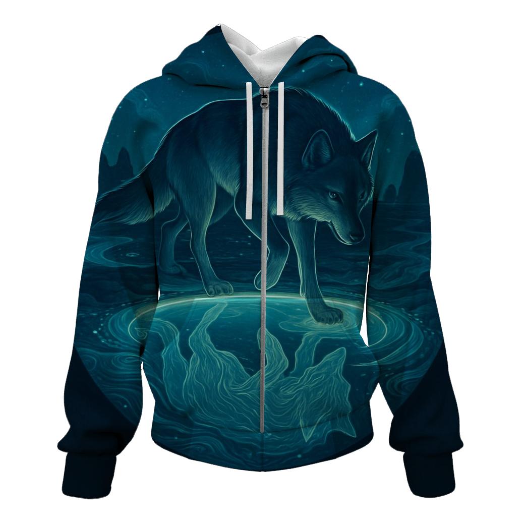 Tideglass Wolf And Moonpool pullover hoodies