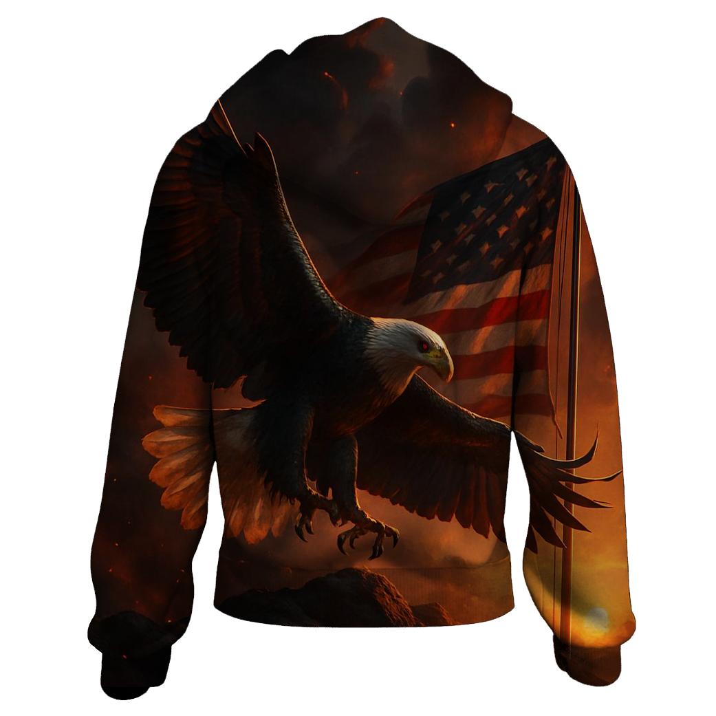 Eagle Over Firelit Flag Ridge premium hoodies