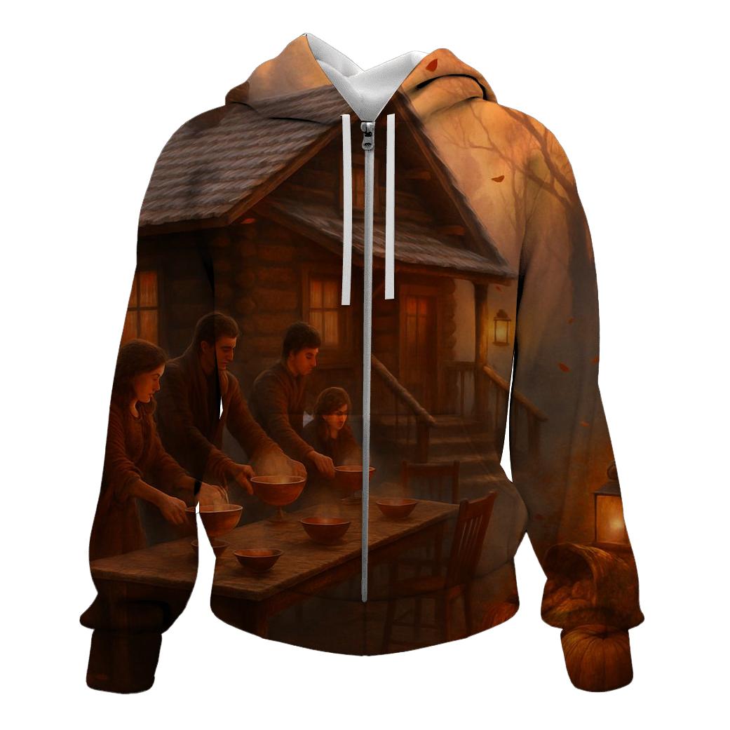 Autumn Cabin Feast Under First Frost designer hoodies