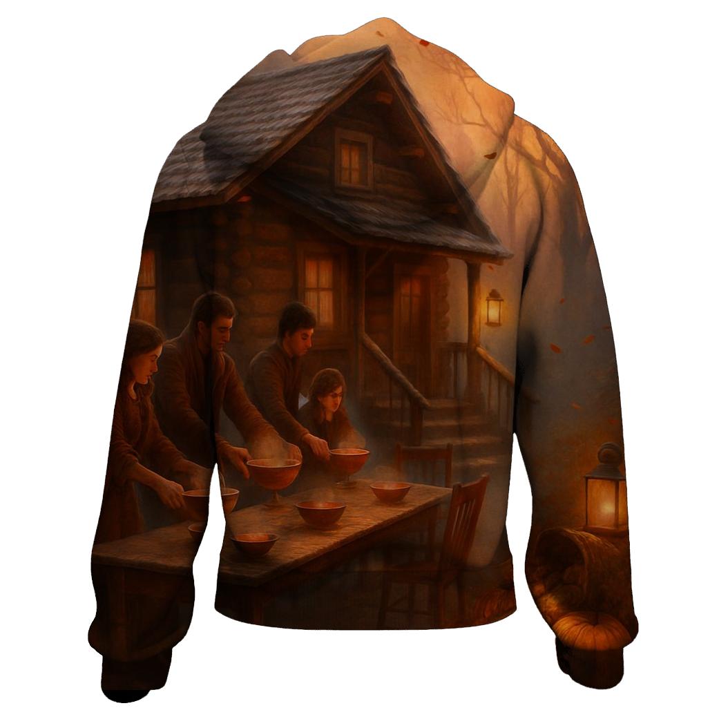 Autumn Cabin Feast Under First Frost designer hoodies