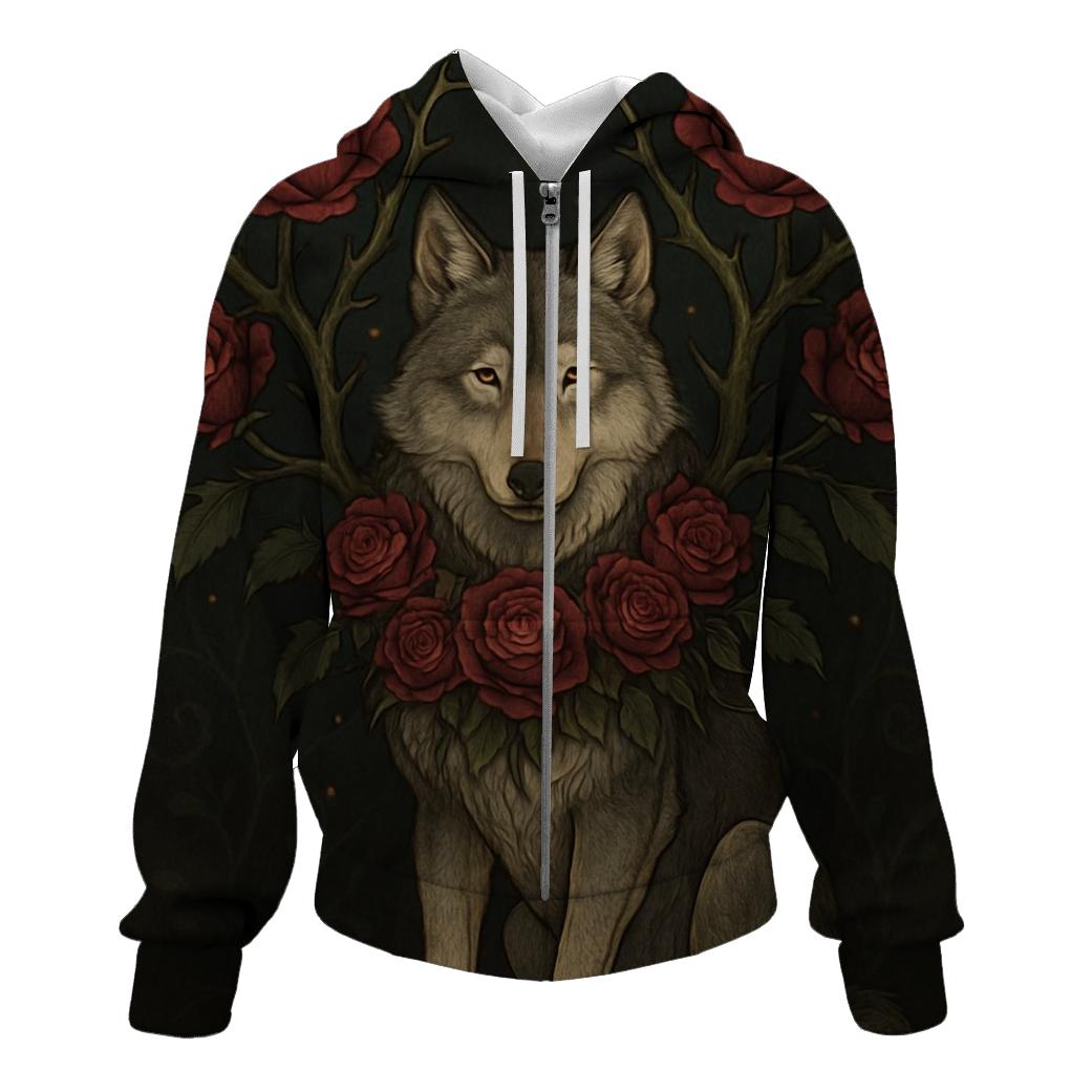 Thorn Bloom Guardian Wolf zip-up hoodies