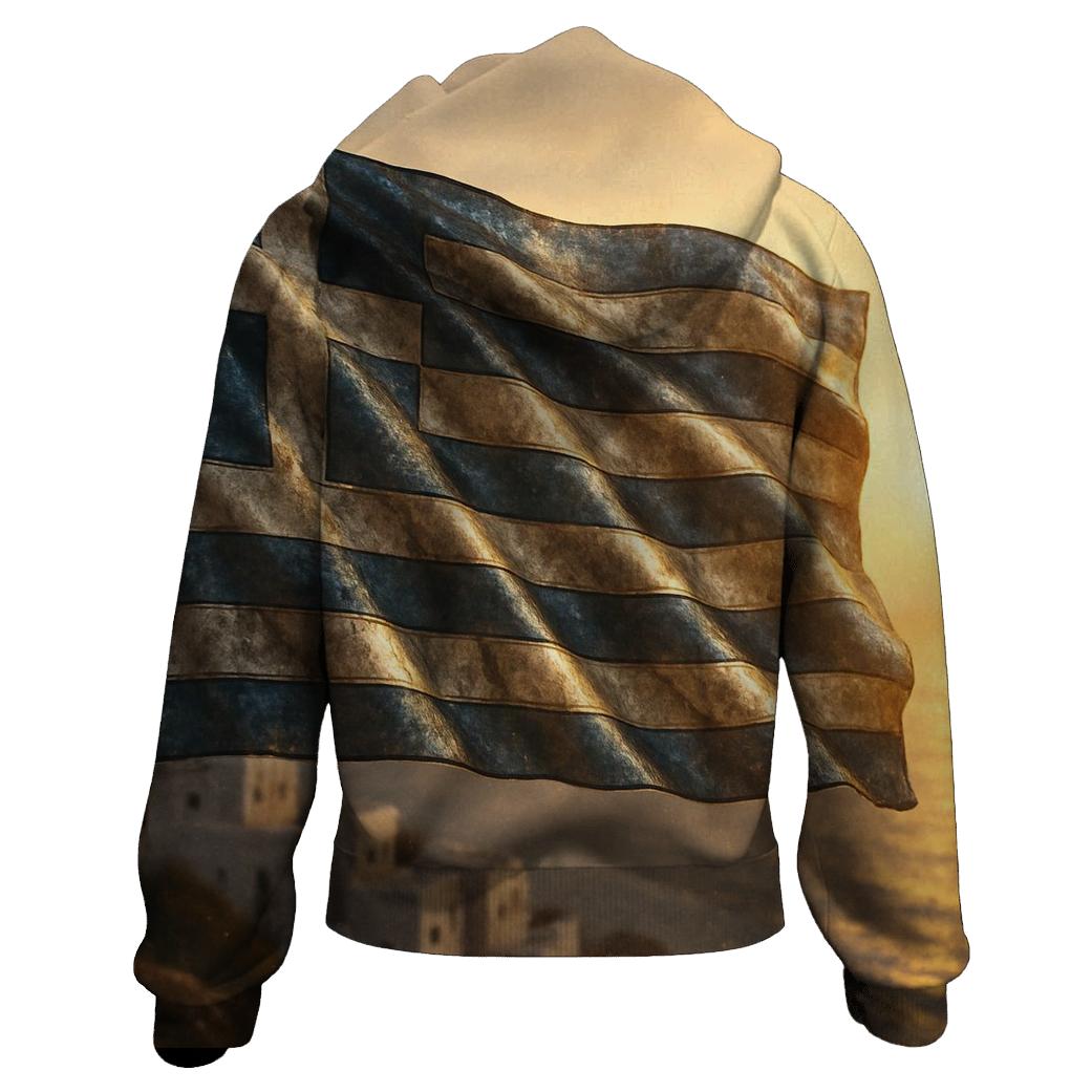 Greece Marble Metallic Flag heavyweight hoodies