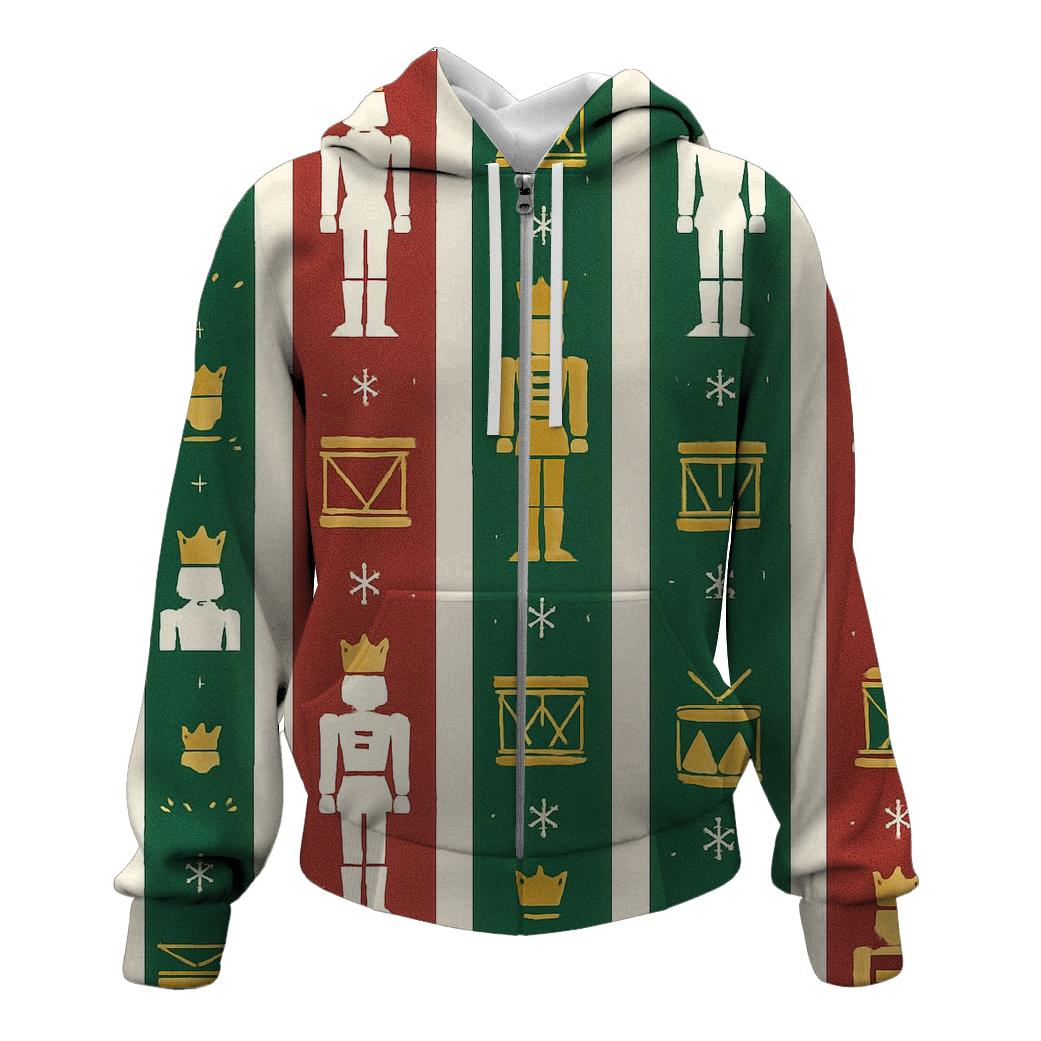 Nutcracker Parade Stripe Repeat On White Background custom hoodies
