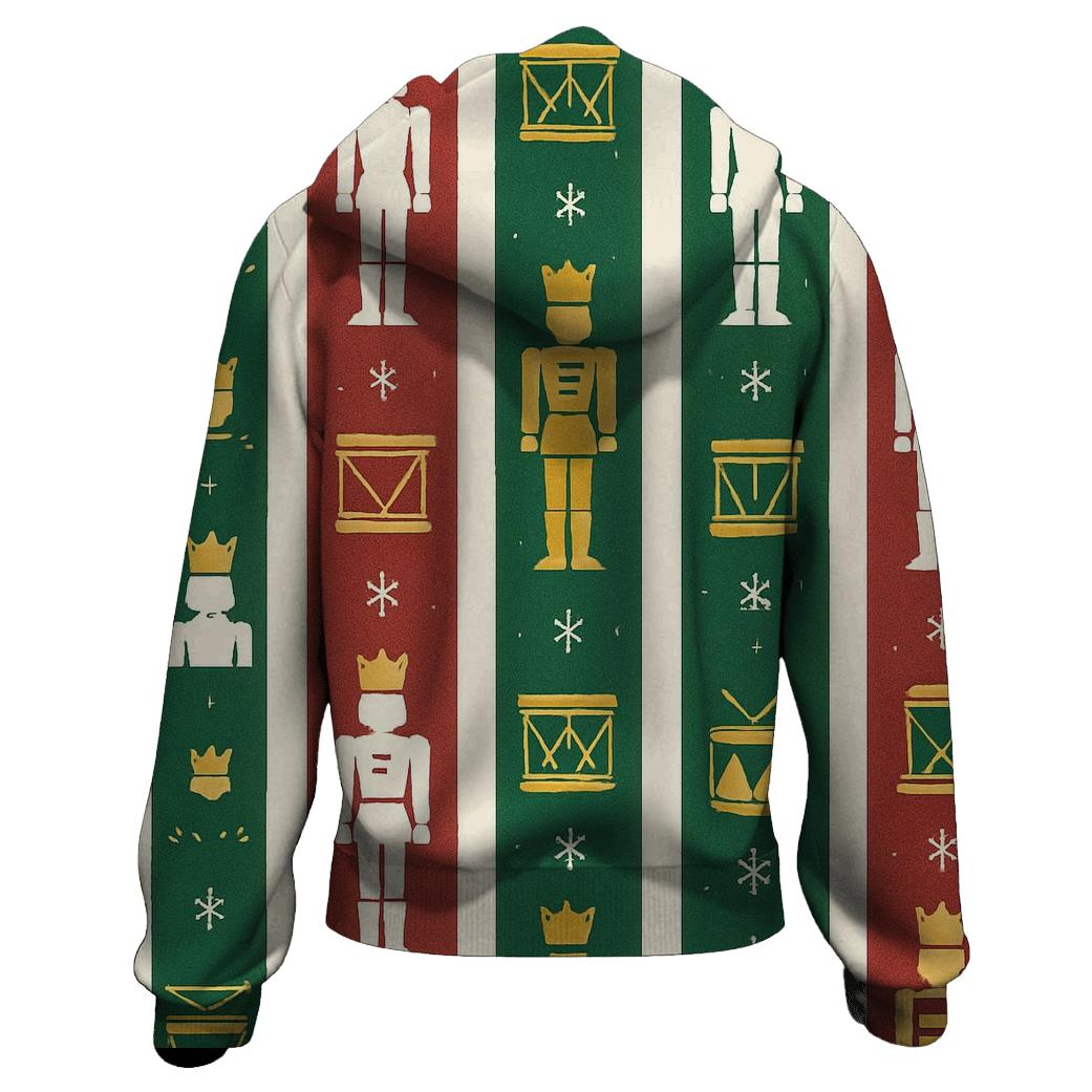 Nutcracker Parade Stripe Repeat On White Background custom hoodies