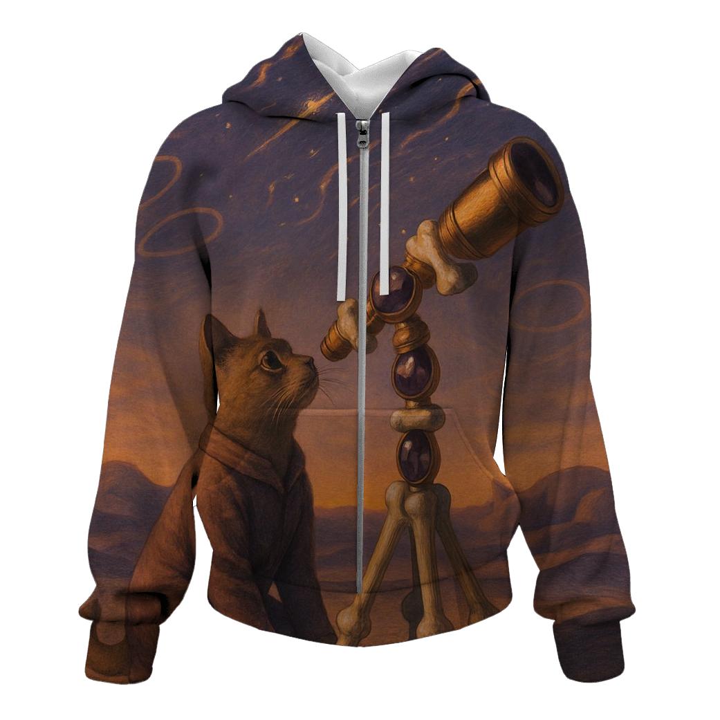 Desert Mirage Astronomer Cat embroidered hoodies