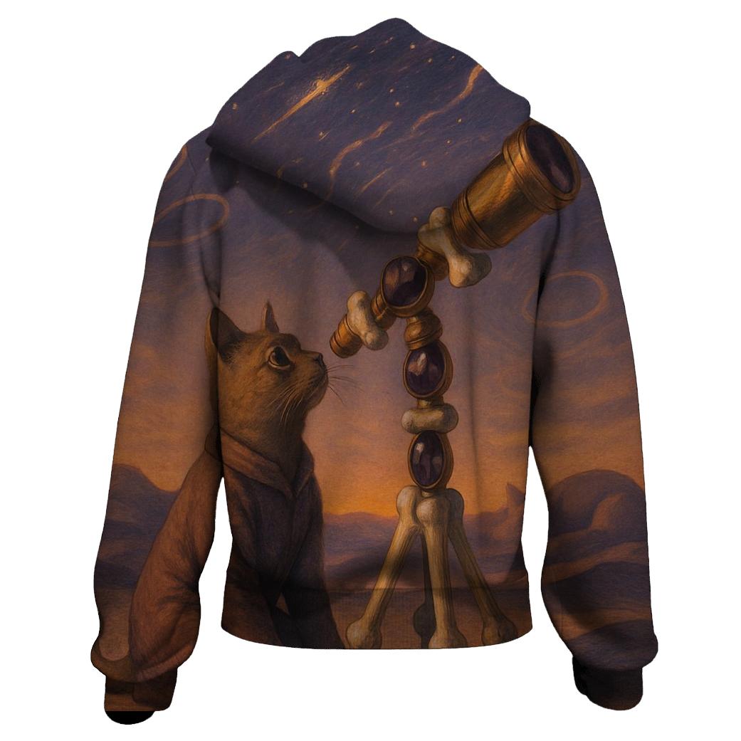 Desert Mirage Astronomer Cat embroidered hoodies