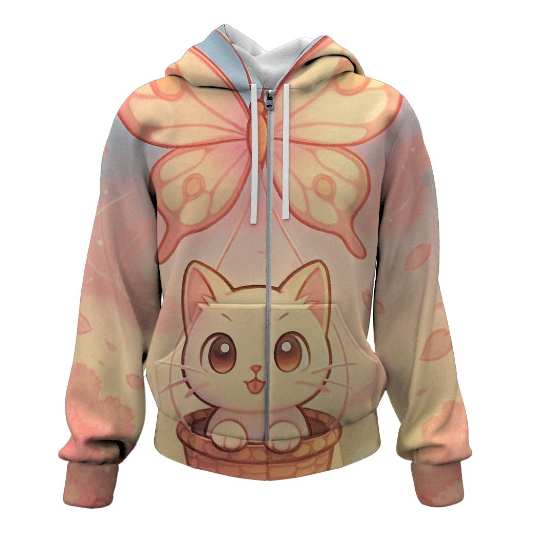 Cherry Blossom Kite Kitty custom hoodies