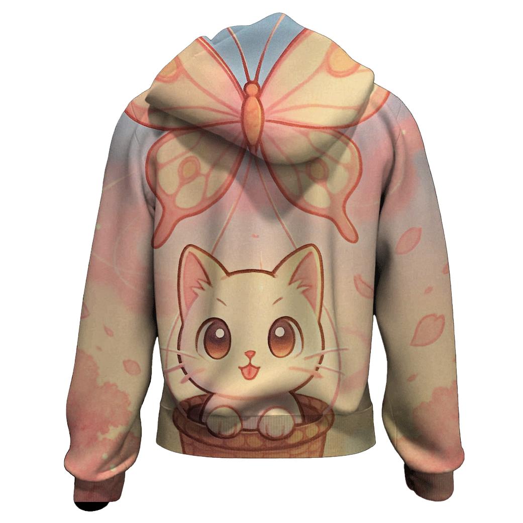 Cherry Blossom Kite Kitty custom hoodies
