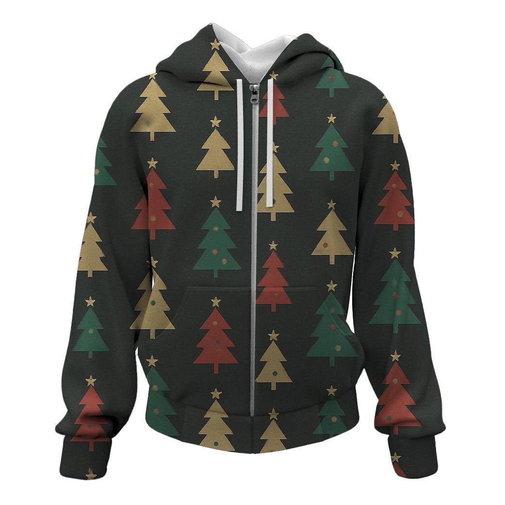 Christmas Tree Icon Micro Grid On Charcoal Background printed hoodies