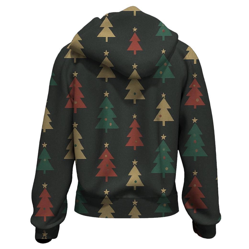 Christmas Tree Icon Micro Grid On Charcoal Background printed hoodies