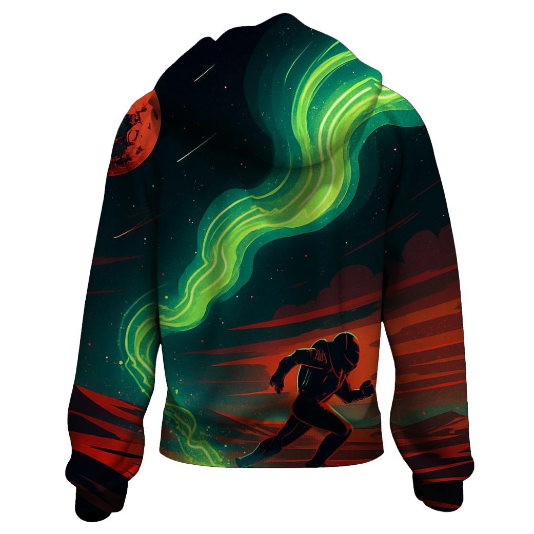 Aurora Circuit Over Mars Dunes printed hoodies