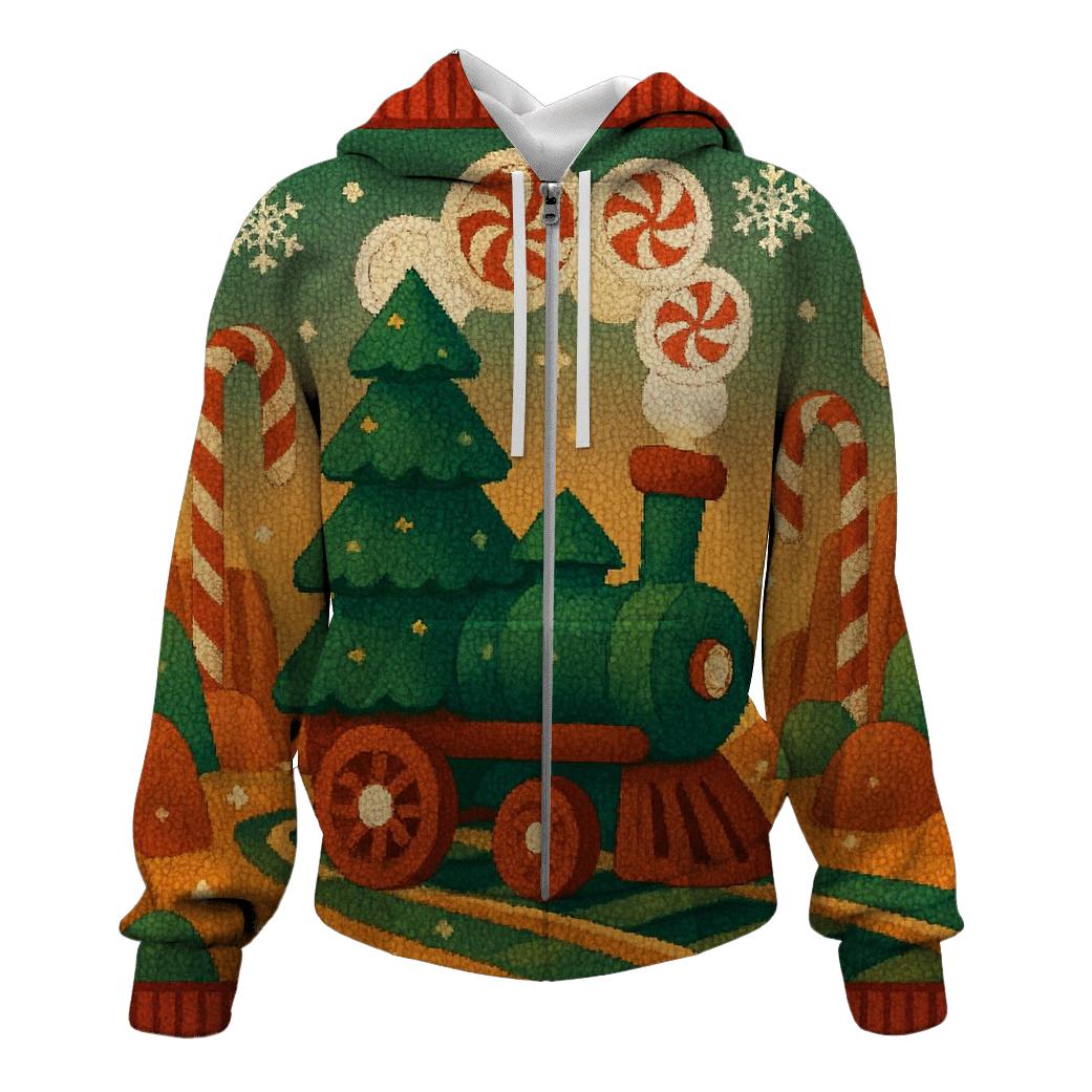 Christmas Tree Train Through Candy Cane Canyon hoodie designs