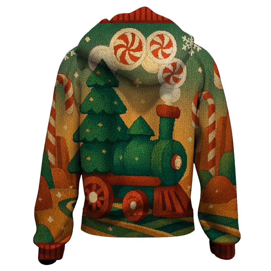 Christmas Tree Train Through Candy Cane Canyon hoodie designs