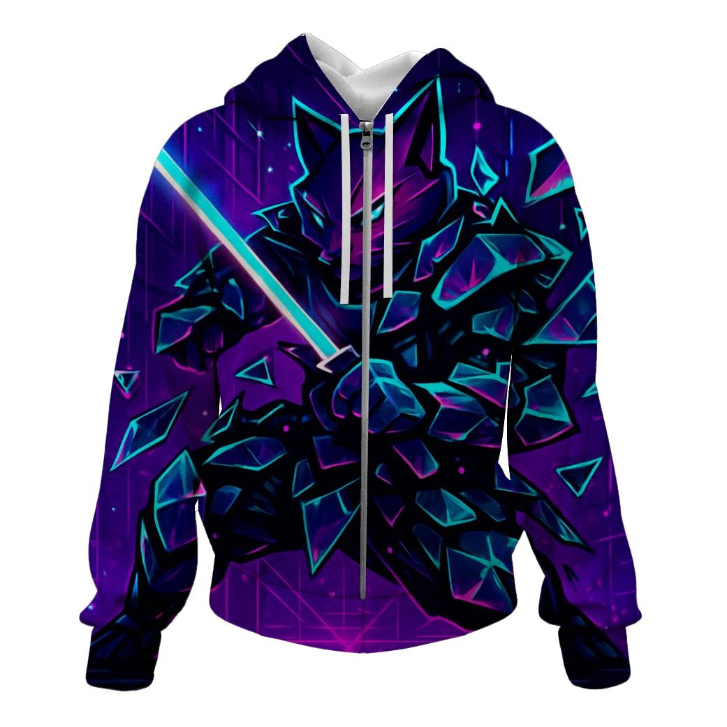 Glass Shard Cyber Samurai Cat designer hoodies