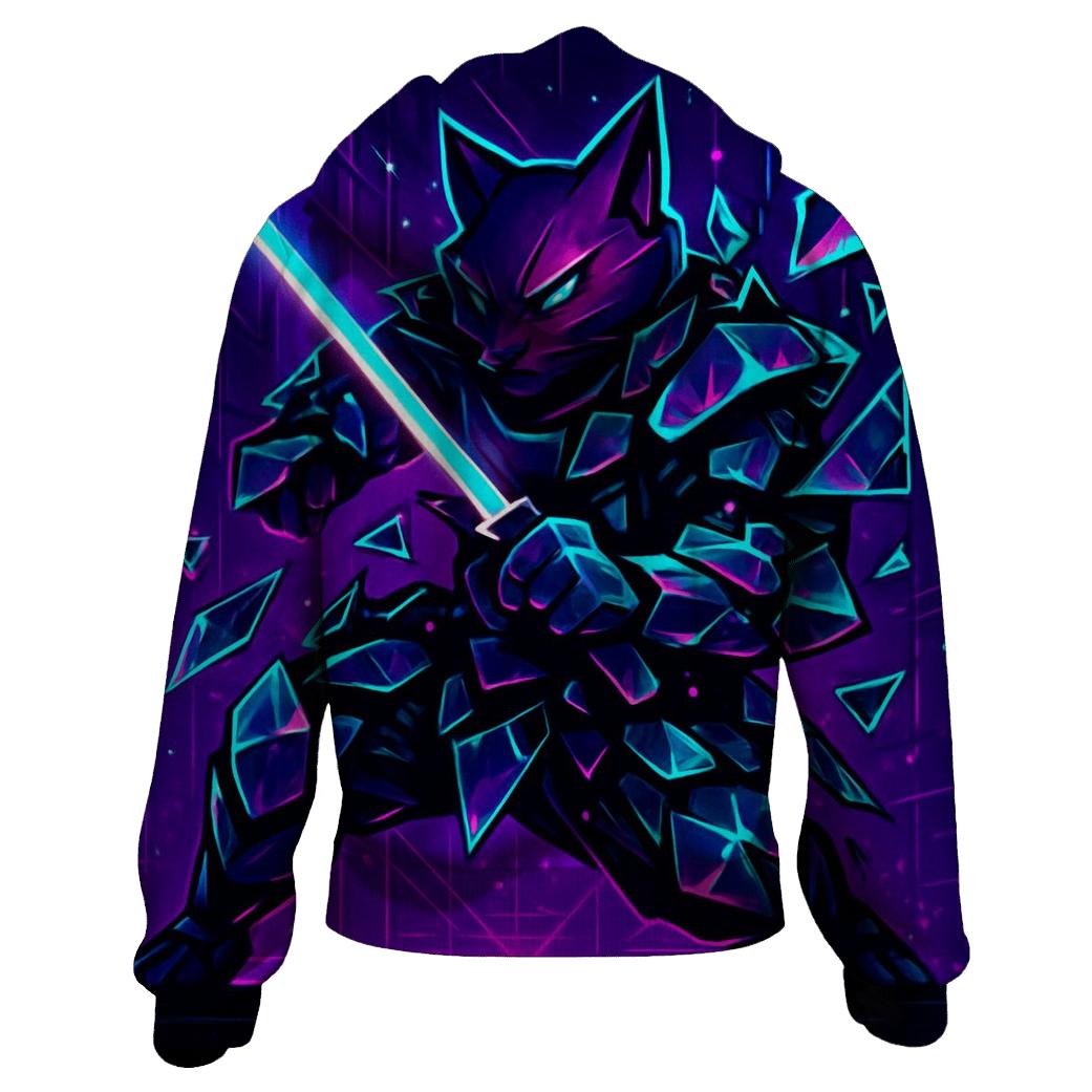 Glass Shard Cyber Samurai Cat designer hoodies