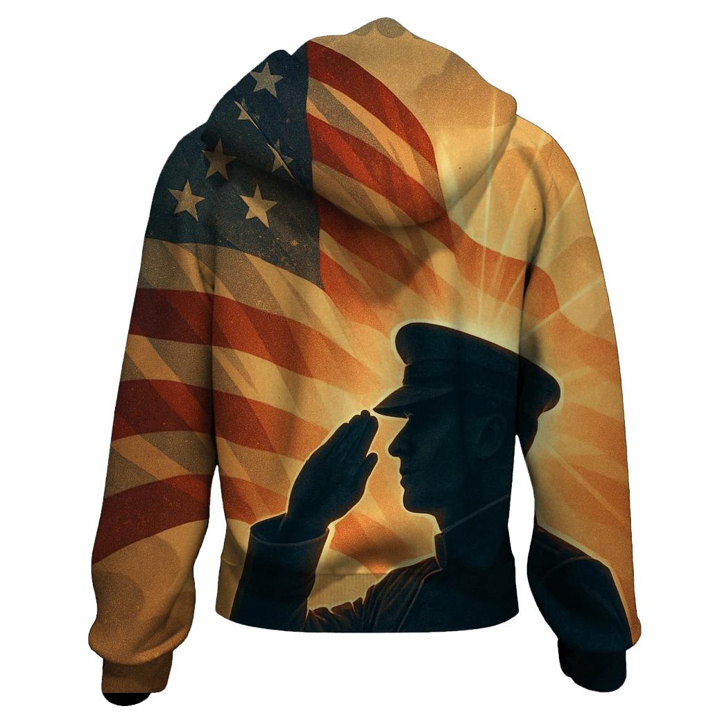 Salute At Sunrise Through Flag Light custom hoodies
