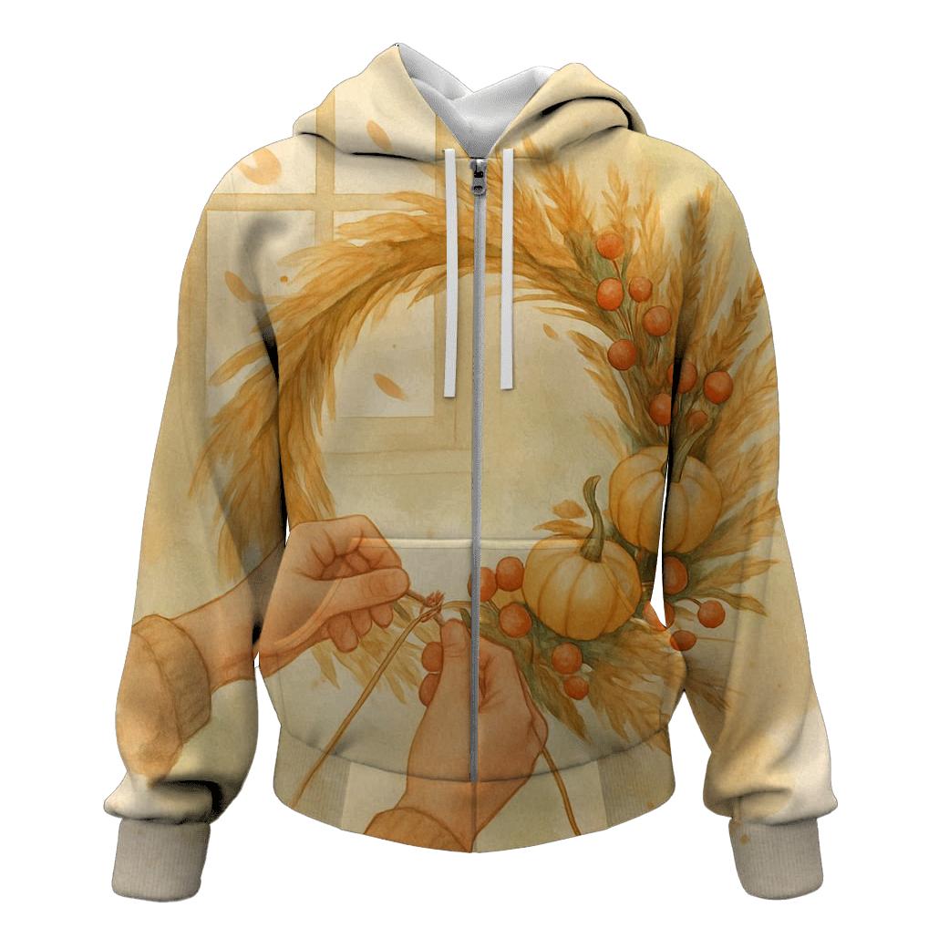 Harvest Wreath Sunbeam Window printed hoodies