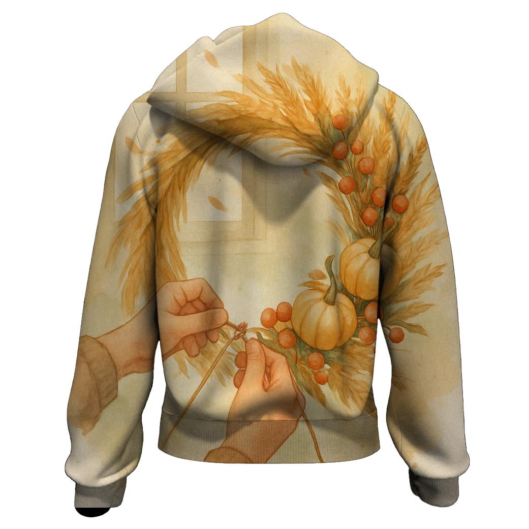 Harvest Wreath Sunbeam Window printed hoodies
