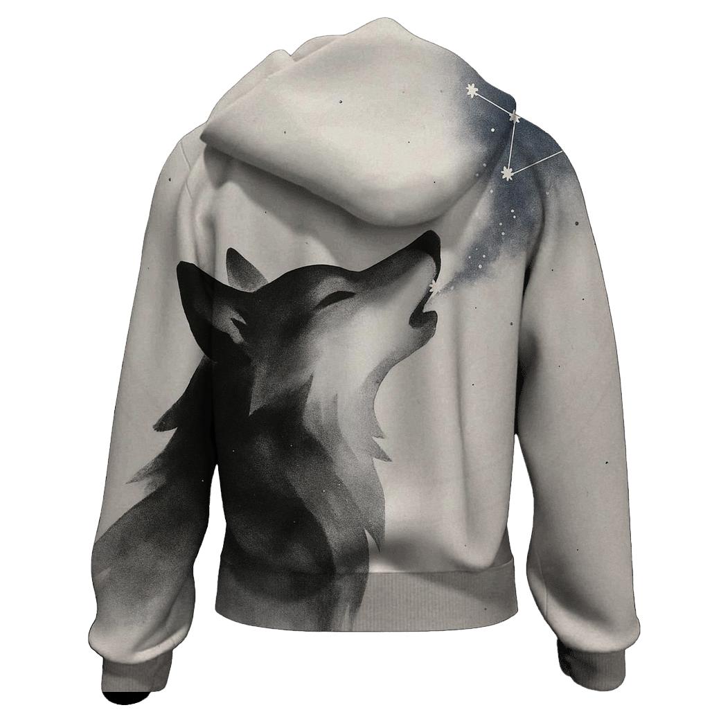 Celestial Ink Wash Wolf Constellator hoodies fashion