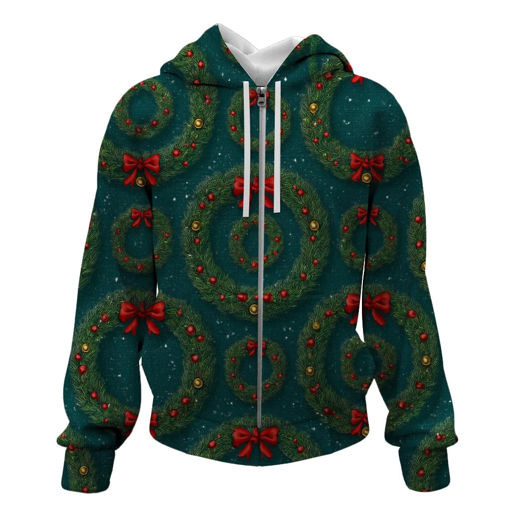 Wreath Ring Concentric Repeat On Teal Background pullover hoodies