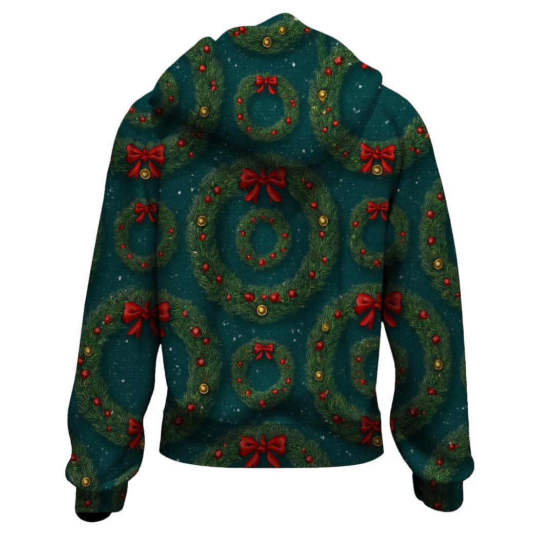 Wreath Ring Concentric Repeat On Teal Background pullover hoodies