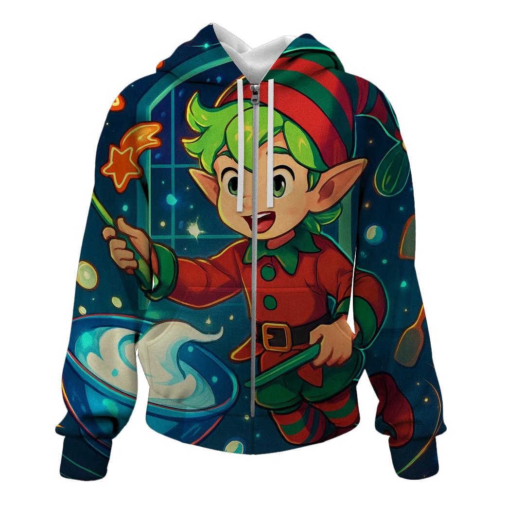 Elf Baking Comet Cookies In Zero Gravity premium hoodies