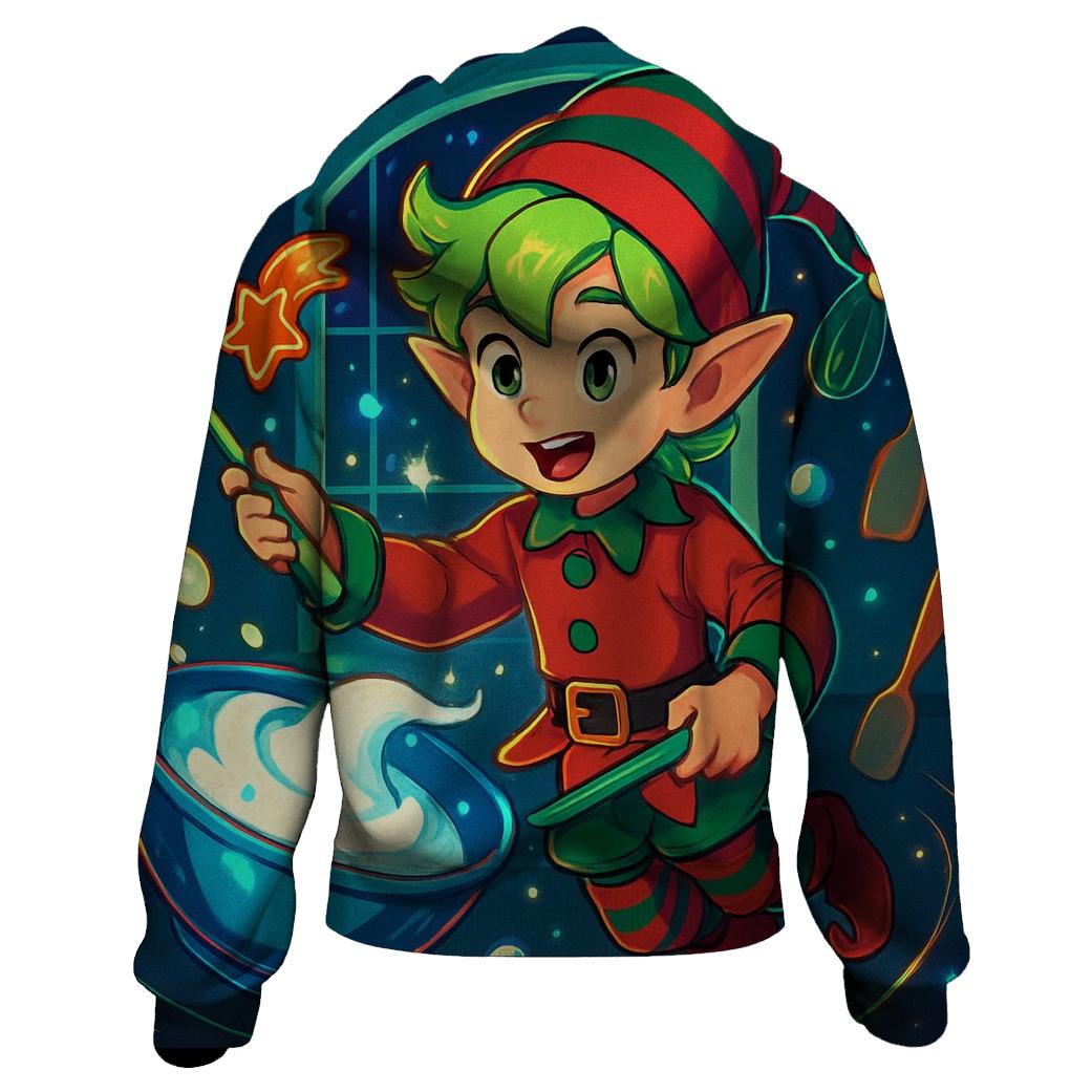 Elf Baking Comet Cookies In Zero Gravity premium hoodies