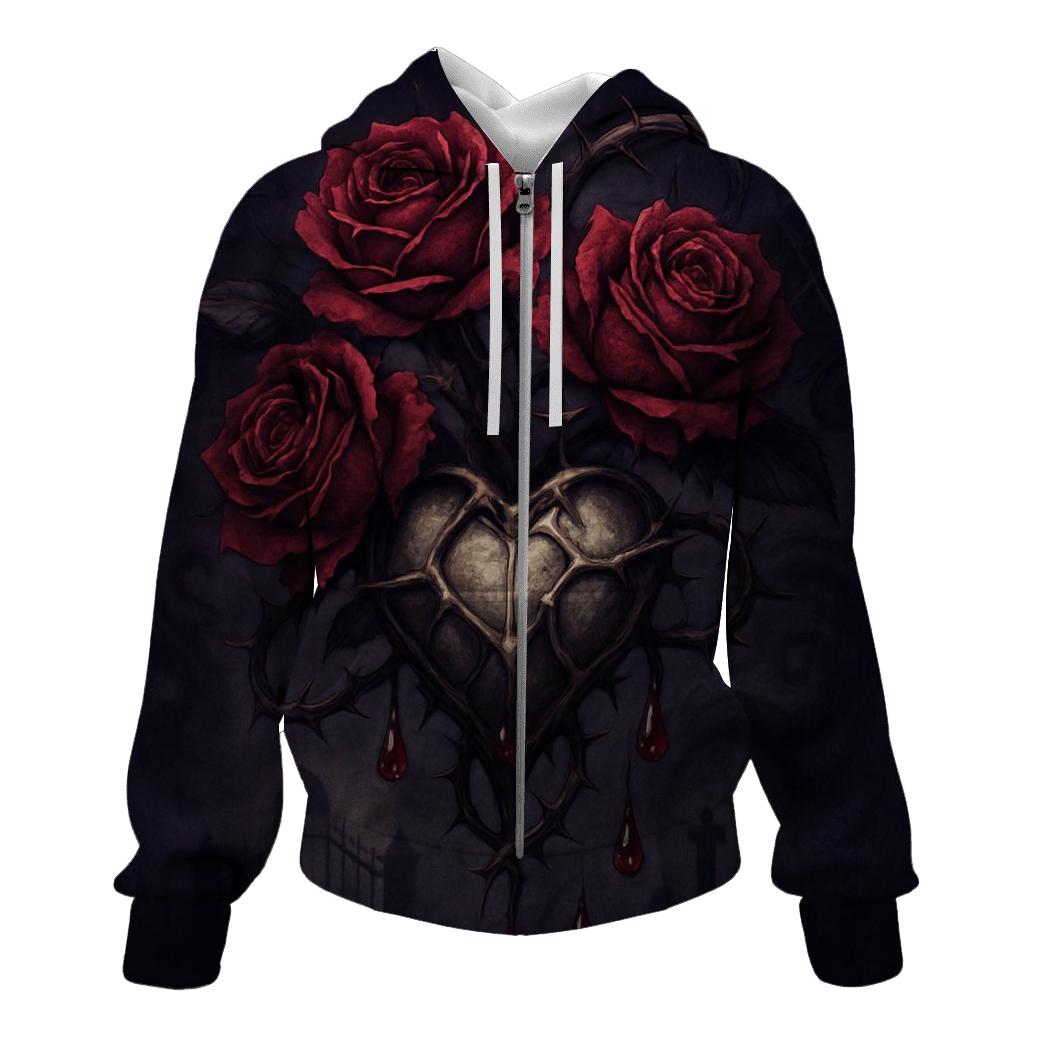 Bleeding Rose Reliquary printed hoodies